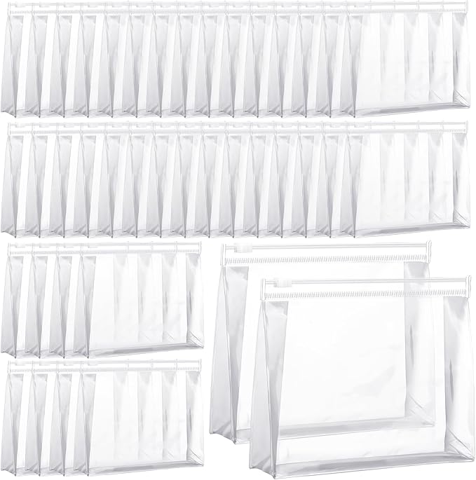 Xuniea 100 Pcs Mini Clear Makeup Bag PVC Small Travel Toiletry Organizer Pouches Bulk Waterproof Transparent Plastic Cosmetic Bag with Zipper for Women Men Travel(8.6'')