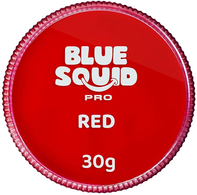Blue Squid Face Paint Water Based Single Cake Professional Face Paint & Body Paint - Water Activated, Kids Adults Face Painting for Costume, Halloween Makeup, Cosplay - Classic Red Face Paint 30g