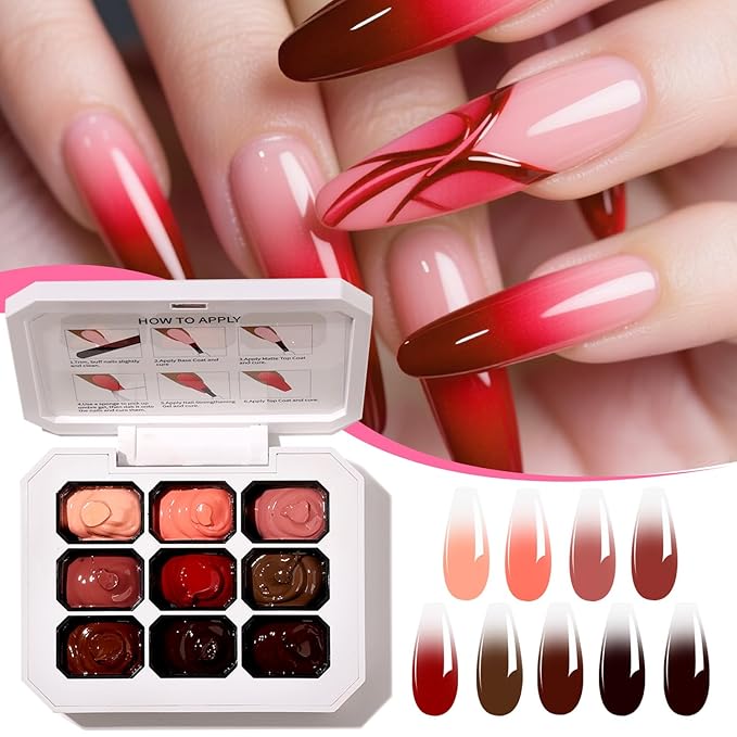 Ombre Gel Nail Polish with Metal Grabber,100pcs Nail Sponges for Nail Gradient painting gel ombre & pat paint for nails Multistyle French Manicure Nail Art