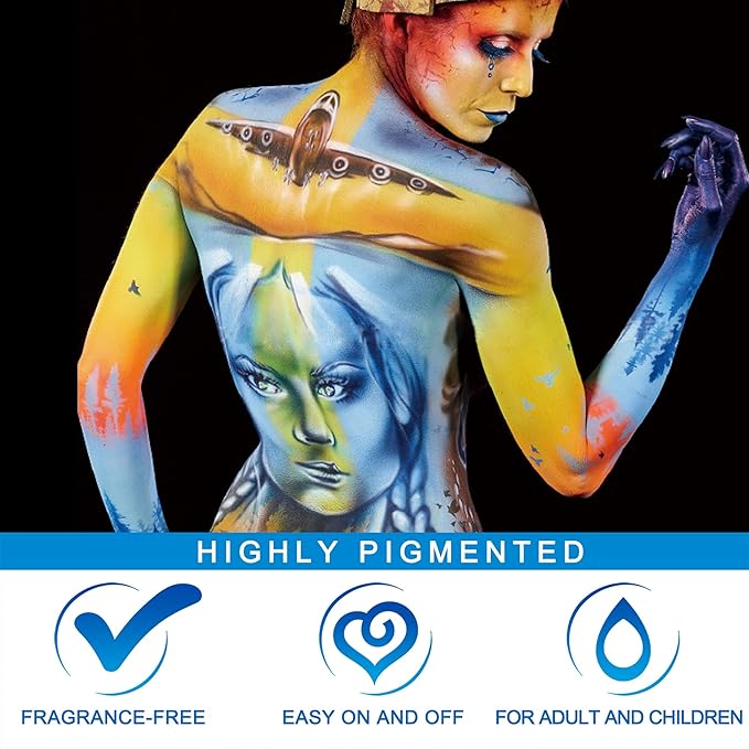 MEICOLY Yellow Face Body Paint, 30g/1.05oz Water Based Washable Body Paint for Halloween Lion Tiger Cosplay Makeup, Single Face Painting for Adults and Children