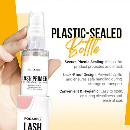 Forabeli Lash Primer for Lash Extensions Spray 50ml - Pro-Grade, Faster Prep for Superior Eyelash Retention