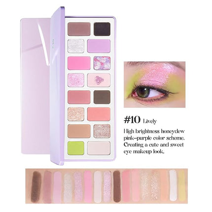 16 Color Dreamy Pastel Eyeshadow Palette-Juicy Girl Edition with Long-Lasting, Blendable and Smudge-Proof, Perfect for Daily Makeup, Dating, Parties (Lively)