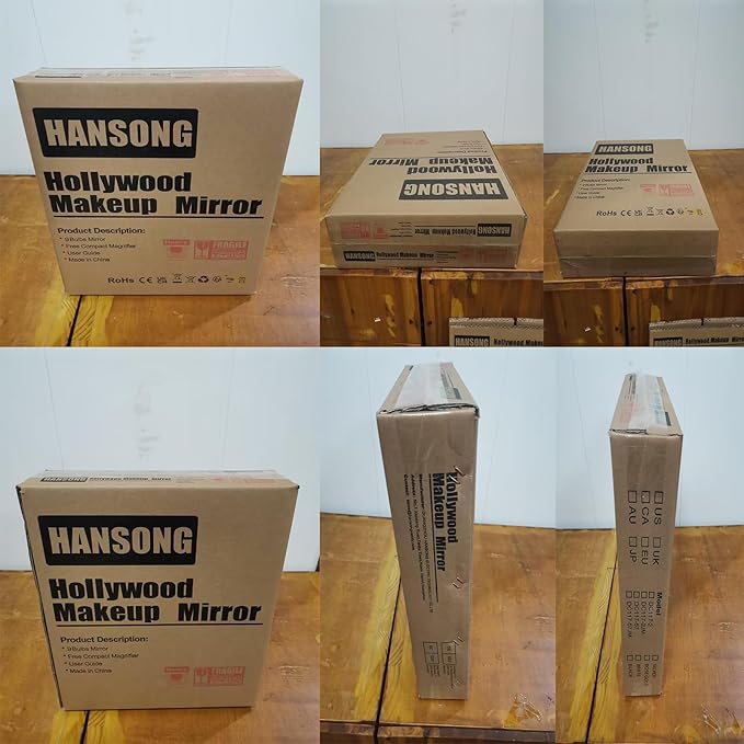 Hansong Vanity Mirror with Lights Lighted Makeup Mirror with 9 LED Bulbs Plug in Light Up Makeup Mirror with Lights 360 Rotation with 10x Magnifying Mirror Tabletop