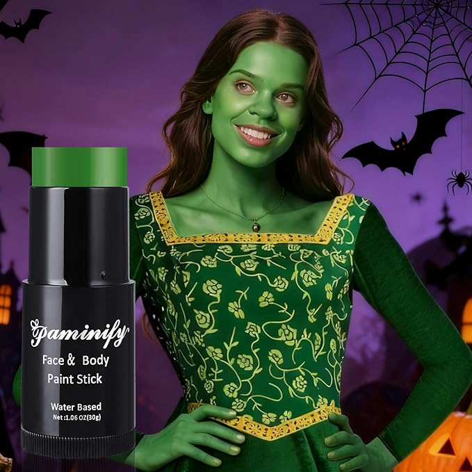 Witch Green Face Paint Stick,Water-Based Dark Green Body Paint Stick,Washable Full-Coverage Halloween Face Painting for Hulk Camo Hunting,Professional SFX Makeup for Cosplay,1.06 OZ