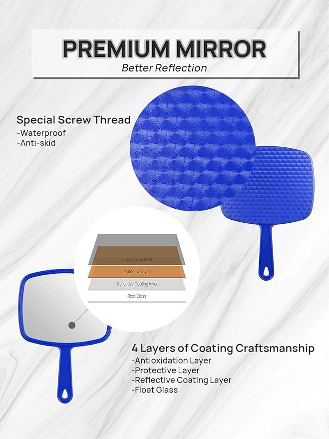 OMIRO Hand Mirror, Handheld Mirror with Handle, Pack of 3