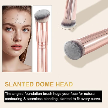 START MAKERS Foundation Concealer Brush, Angled Professional Contour Makeup Brush Soft Dense for Liquid Cream Powder Makeup, Flawless Blending & Coverage, Champagne Gold