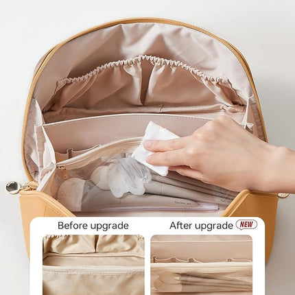 EACHY Travel Makeup Bag,Large Capacity Cosmetic Bags for Women,Waterproof Portable Pouch Open Flat Toiletry Bag Pattern Makeup Bag