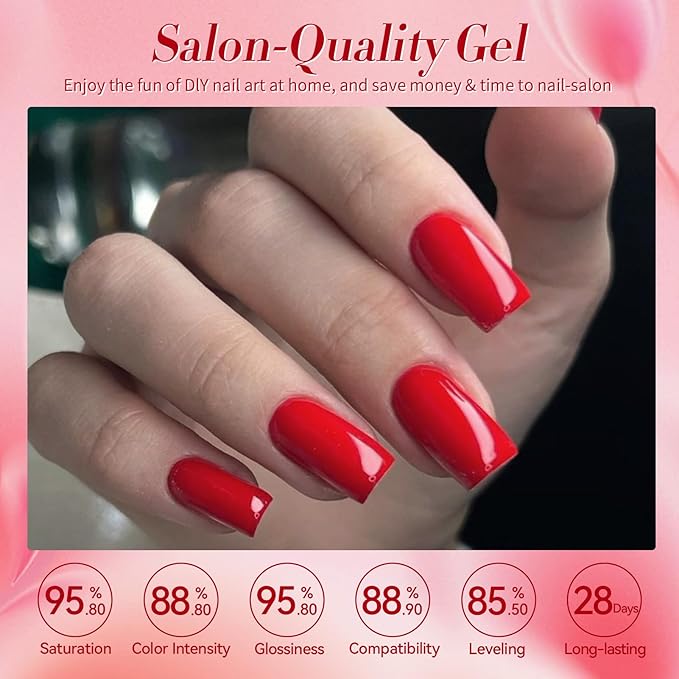 Born Pretty Red Gel Nail Polish Fall Winter 6 Colors Dark Red Burgundy Blood Cherry Wine Red Gel Nail Polish Soak Off Gel Polish Nail Art Design Manicure Salon DIY Home 7ml