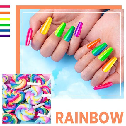 RARJSM Neon Gel Polish Set, Hot Pink Nailpolish,Yellow Green Purple Blue Orange Gel Nail Polish, Spring Summer Color Nail Polish Kit, Curing Required,6 PCS 7.5ML Nail Art