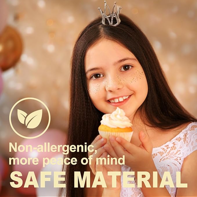 Glitter Freckles Face Tattoo，Face Makeup Patches，Golden Fake Freckles-6 Count，Waterproof-Fun & Creative Face Glitter Stickers，Temporary Face Freckles for Women，Must-Have for Music Party Makeup