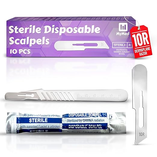 Disposable 10r Blades Dermaplaning Scalpels - Pack of 10 Dermaplane Razors for Women Face, Scalpel Blades, Sterile