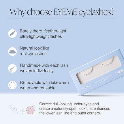 EYEME Eyelash x Artist Collaboration NO.U21 Under – 5 Set Pack, Lightweight False Eyelashes for a Natural Underlash Look, Soft Lashes for Lower Lash Styling, Glue Not Included, K-Beauty