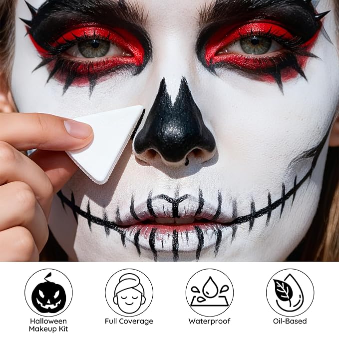 Halloween Black White Red Face Paint Face Painting Kit For Spider-Man Demon Joker Makeup, Baseball Softball Sport Games, Cosplay, Costume, Theme Parties and SFX Special Effect
