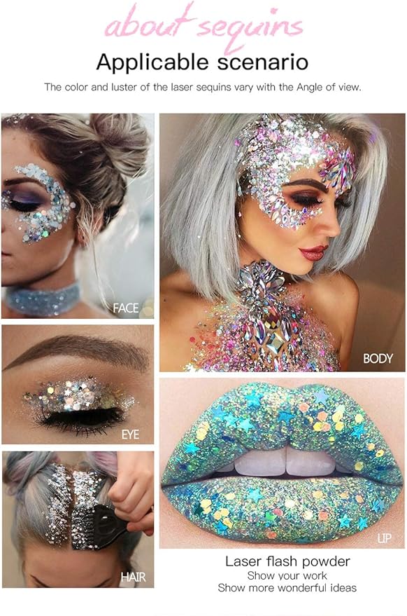 Gold Body Glitter Stick,Holographic Sequins Paint Sparkling Face Glitter for Women Face/Body/Hair/Eyes/Lip Glitter Makeup.