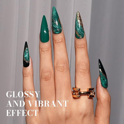 MelodySusie Dark Green Gel Nail Polish,Christmas Green Gel Polish Autumn Winter Color 348,Soak Off UV LED Nail Lamp Gift for Women Nail Art Manicure Salon DIY Nail Design at Home 0.5 Fl Oz-A2305