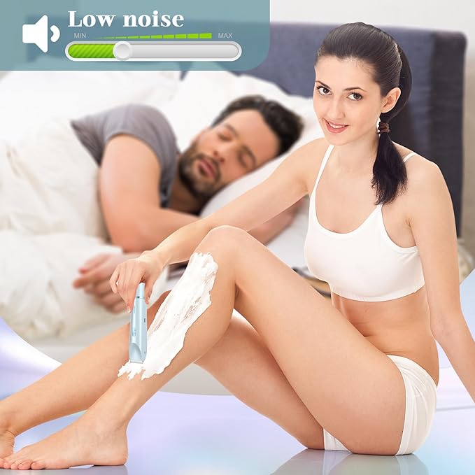 Women Bikini Trimmer, Dual-Head Hair Trimmer for Women,2-in-1 Bikini Shaver with Ceramic Blade Heads & Type-C Charging Port, Electric Razors for Women Pubic Hair,Underarms,Legs,Arms,Face (Light Blue)