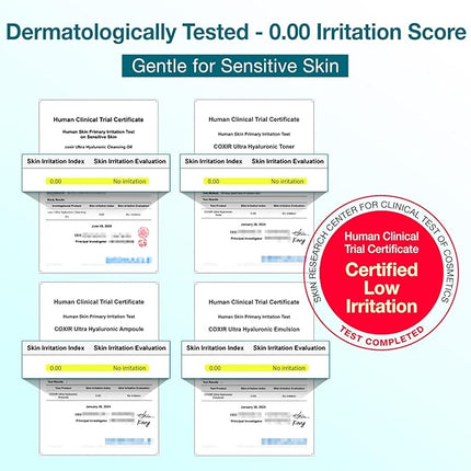 [New Years Gift] coxir Ultra Hyaluronic Holiday Gift Set – Cleansing Oil + Toner + Ampoule + Cream |Mini Skincare Kit, Travel-Size Korean Skincare Set, Hydrating Routine | Christmas Mini Gift