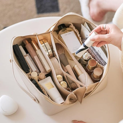 EACHY Travel Makeup Bag,Large Capacity Cosmetic Bags for Women,Waterproof Portable Pouch Open Flat Toiletry Bag Pattern Makeup Bag