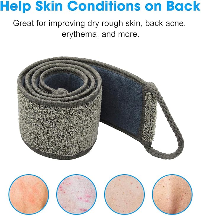 Loofah Back Scrubber, 50 Inch Extra Long Natural Flax Exfoliating Back Scrubber for Shower for Men Women, Deep Clean & Invigorate Your Skin