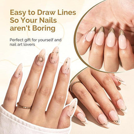 MelodySusie 8ML Bronze Gold Gel Liner Nail Art Polish Mirror Chrome 3D Effect,for Line and Patterns of Painting,French Nail Tips,DIY Manicure Pedicure for Home DIY Salon Use