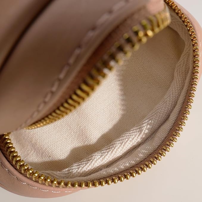 Leather Cosmetic Bag for Women Small Zipper Makeup Bag for Purse Waterproof Travel Makeup Organizer Charger Storage Pouch Color Pink