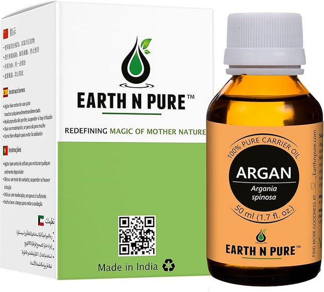 Earth N Pure Argan Oil for Hair Styling, Hair Growth, Hairfall Control - Natural and Therapeutic Grade 50 ml