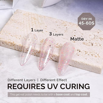 MelodySusie Party Streamer Pink Gel Nail Polish,0.5fl oz Soak Off UV LED Confetti Glow Pink Gel Polish Gift for Women Nail Art Manicure Salon DIY Nail Design Decoration at Home-1648-A2623