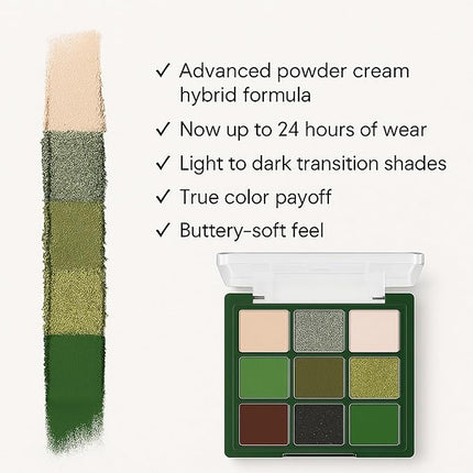 K'APEINE Dark Green Eyeshadow, 9 Colors Smoky Eyeshadow Palette Matte Glitter Eye Shadow Pigmented Eye Makeup Palette Goth Eyeshade Kit for Rave Parties, Music Festival, Stage Performance, Christmas