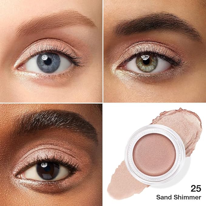 Cream Glitter Sand Shimmer Metallic Eyeshadow Palette Makeup, Natural Single Mini Instant Holographic Eyeshadow For Women, Sombras Crema Para Ojos, Talc, Paraben & Cruelty Free, 25