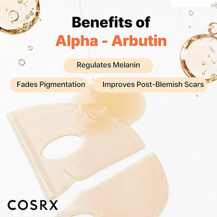 COSRX The Alpha-Arbutin Discoloration Care Hydrogel Face Masks Skincare 3 EA, Collagen Face Mask, Travel Essentials, Overnight Face Mask, Korean SkinCare