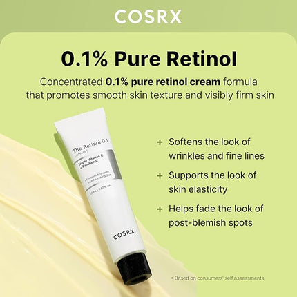 COSRX Retinol 0.1% Cream, 0.67 Oz, Anti-aging Eye & Neck Cream with Retinoid Treatment to Firm Skin, Reduce Wrinkles, Fine Lines, Signs of Aging, Gentle Daily Korean Skin Care