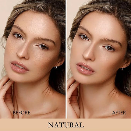 Air Cushion CC Cream Mushroom Head Foundation Makeup, BB Cream Face Makeup Foundation Natural Coverage, Moisturizing Matte Concealer, Tattoo cover up, Even Skin Tone for All Skin Types(2 PCS Natural)