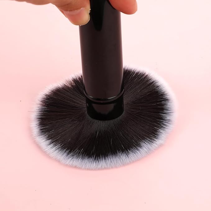 Retractable Makeup Brush, 2 Pcs Portable Kabuki Brush Travel Powder Foundation Brush with Cover Face Blush Brushes Makeup Tools for Blush, Bronzer, Buffing, Loose Powder, Liquid, Cream, Sunscreen