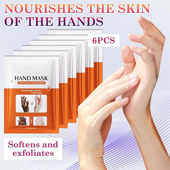 6 Pairs Hand Masks Moisturizing Gloves, Hydrating Hand Mask Moisturizer Gloves Care for Dry Cracked Hands, Smooth Long Lasting Soft Firming Hand Mask Gift Set for Men Women（F)