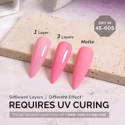 MelodySusie 0.5fl oz Strawberry Pink Gel Nail Polish, Nails Soak Off UV LED Pink Gel Polish Gift for Women Nail Art Manicure Salon DIY Nail Design Decoration at Home-A2610