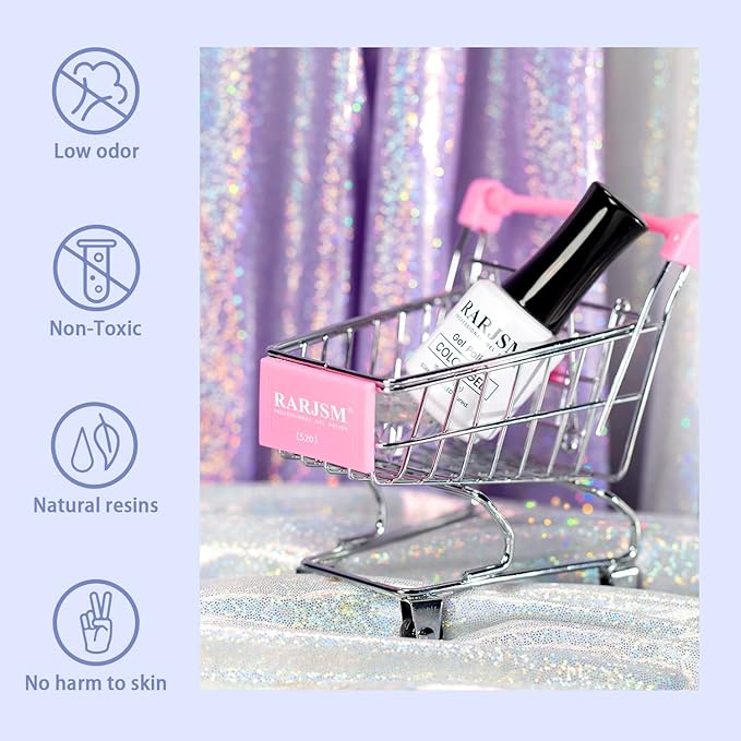 RARJSM Glitter Gel Nail Polish Diamond Blue Sparkly Holographic Iridescent Gel Polish Soak off L e d U V Curing Required Long Lasting High Pigment for Home Salon Manicure Nail Art 15ml