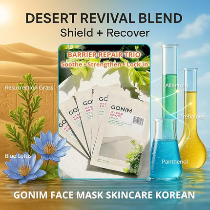 GONIM Face Mask Korean Skin Care with Hyaluronic Acid Serum & Collagen Activation, Hydrating Face Masks Skincare with Vitamin C, Moisturizing Sheet Mask for All Skin, Korean Face Mask 10 Sheets