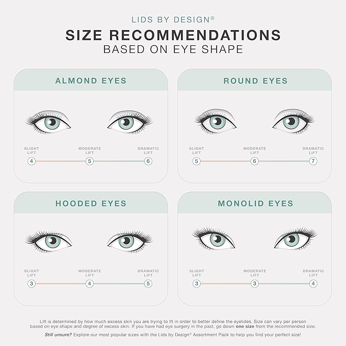 Contours Rx Lids by Design – 6mm Transparent Eyelid Lift Strips for Casual Mild to Moderate Hooded Lids – Medical-Grade, Anti-Aging Eyelid Tape – 80 Count