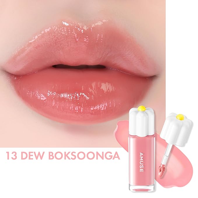 Amuse SEOUL Daisy Flower Dew Tint 13 DEW BOKSOONGA | 35% High-moisture Water Tint, Long-lasting, Vitamin E Acetate, Moisturizing, No Peel Off, Lip Treatment, Non Sticky, Korean Lip Tint for Dry Lips
