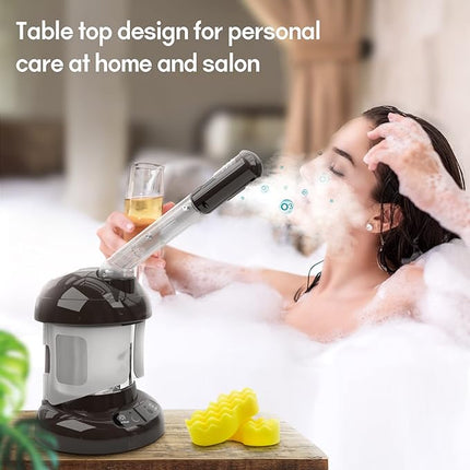 Hair Steamer Kingsteam 2 in 1 Ozone Facial Steamer, Design for Personal Care Use at Home or Salon Barber (Coffee)