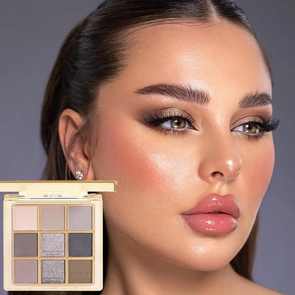 K'APEINE Nude Neutral Eyeshadow Palette, 9Colors Brown Matte Metallic Shimmer Finish Makeup Palette Ultra-Blendable Neutrals Eye Shades Travel Makeup Long Lasting for Women Daily, Parties-LG4