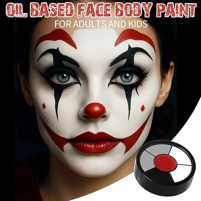 BOBISUKA Grey Face & Body Paint – 6 Colors Cream Washable Face Paint for Skeleton Vampire Zombie Joker Devil Costume & Theme – Easy to Blend, High Pigment & Long Lasting