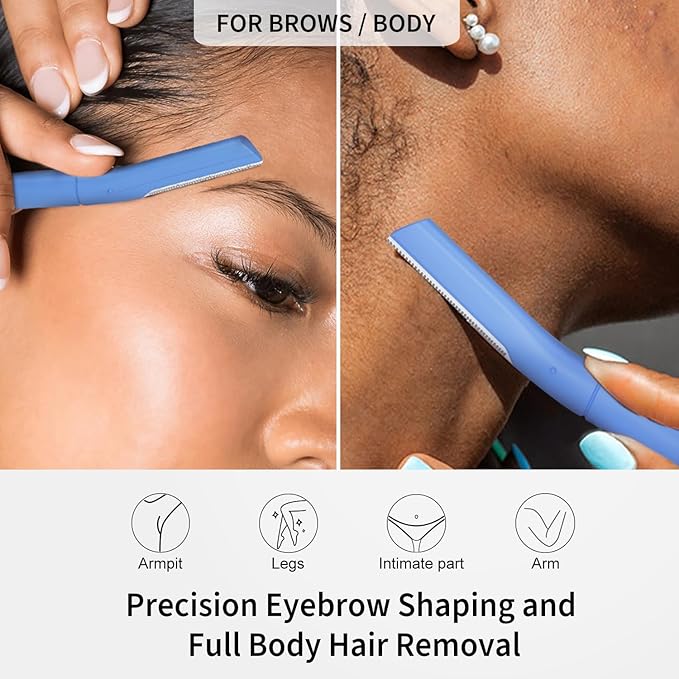 Precision Dermaplane Razor, Face Razors for Women and Men, Eyebrow Razor, Dermaplaning Tool, Peach Fuzz Remover, Skin-friendly Microblades with Protective Cap