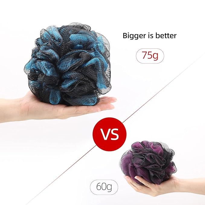 75g/Pcs Shower Loofah Bath Sponge for Women Men Lufa Exfoliating Body Scrubber (Set of 4)