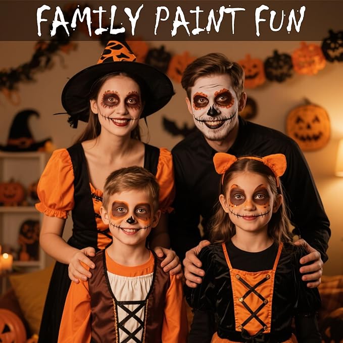 Face Body Paint Kit for Kids & Adults, Non-Toxic Water-Based Professional Face Painting Palette with Brushes for Halloween Clown Goth Vampire SFX Makeup, Art Stage Cosplay Parties, Brown