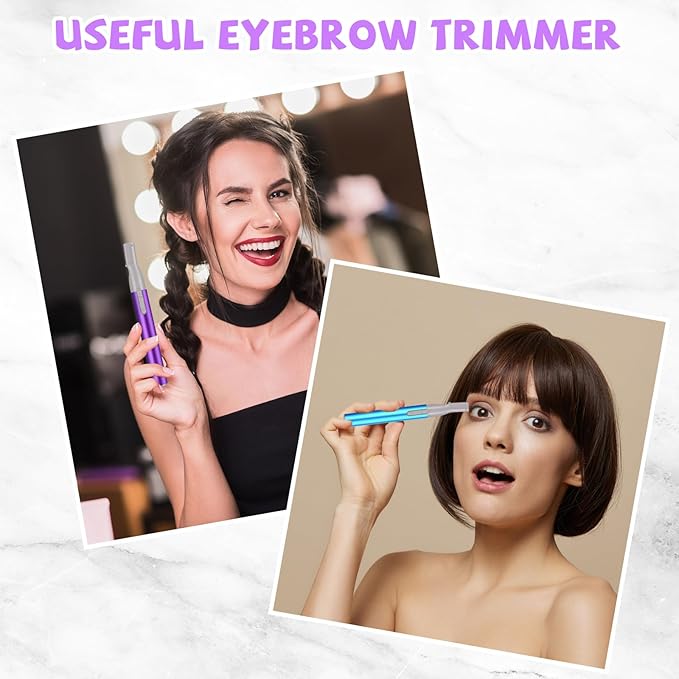 Chumia 2 Pcs Electric Eyebrow Trimmer Women Precision Face Razors Mini Shaver with Comb Christmas Women Gift Battery Operated Personal Epilator for Face Neck Fuzz Lips Leg(Sky Blue, Purple)