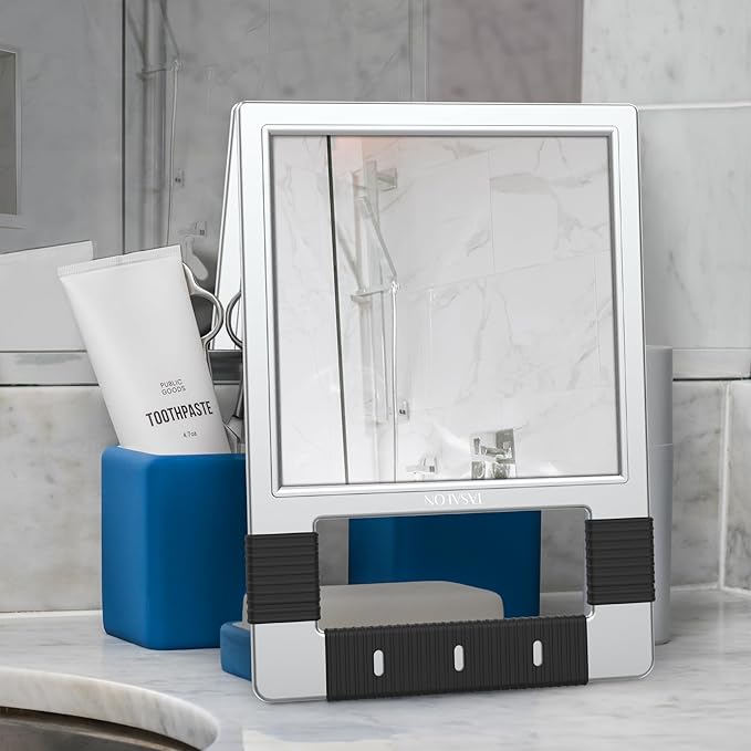 TASALON Unbreakable Hand Mirror, Silver, Rectangular, Tabletop Mount, ABS Frame, Handheld Mirror for Barber, Salon, Makeup, Shower