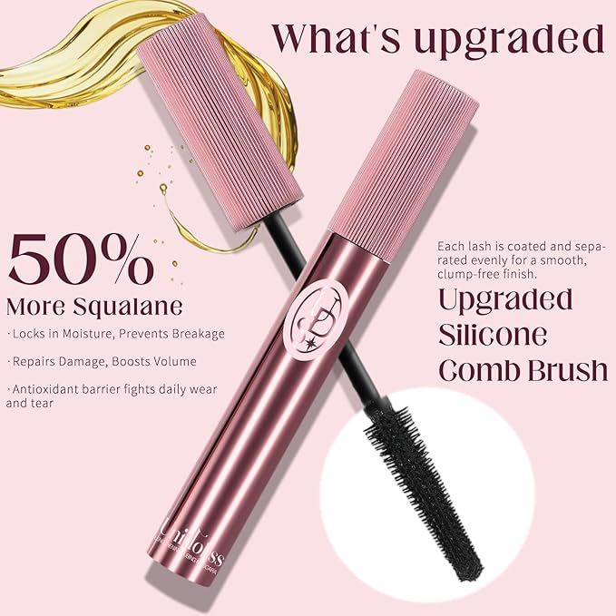 Unidollss Tubing Mascara Volume and Length Black Upgrade 2Pcs Lengthening Long Lasting, New Brush, No Smudging, No Clumping, Washable Voluminous Tubing Mascara, Gluten-free Safe for Sensitive Eyes