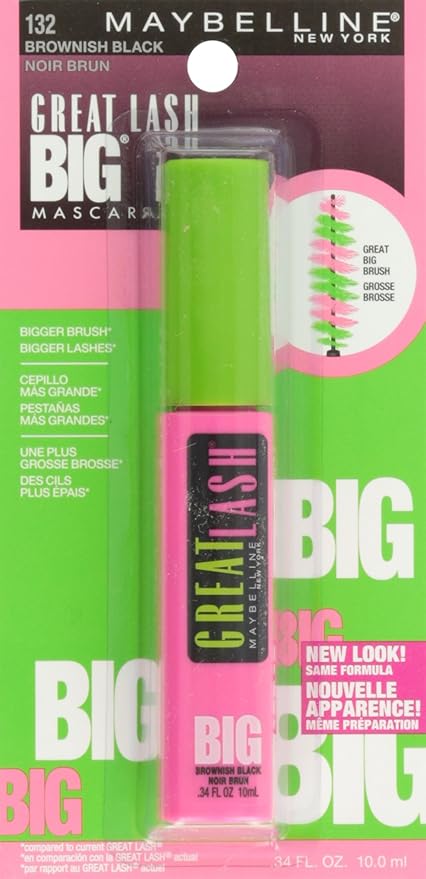 MAYBELLINE NEW YORK Great Lash Big Washable Mascara, Brownish Black 132, 0.34 Fluid Ounce
