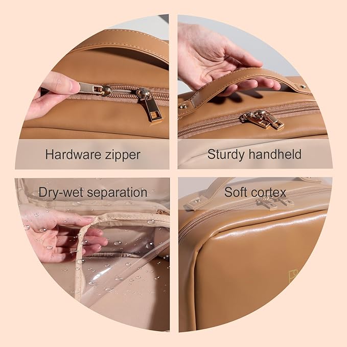 BS-MALL XL Makeup Case – Premium Makeup Bag with Soft Leather, Waterproof and Durable for Long-Term Use